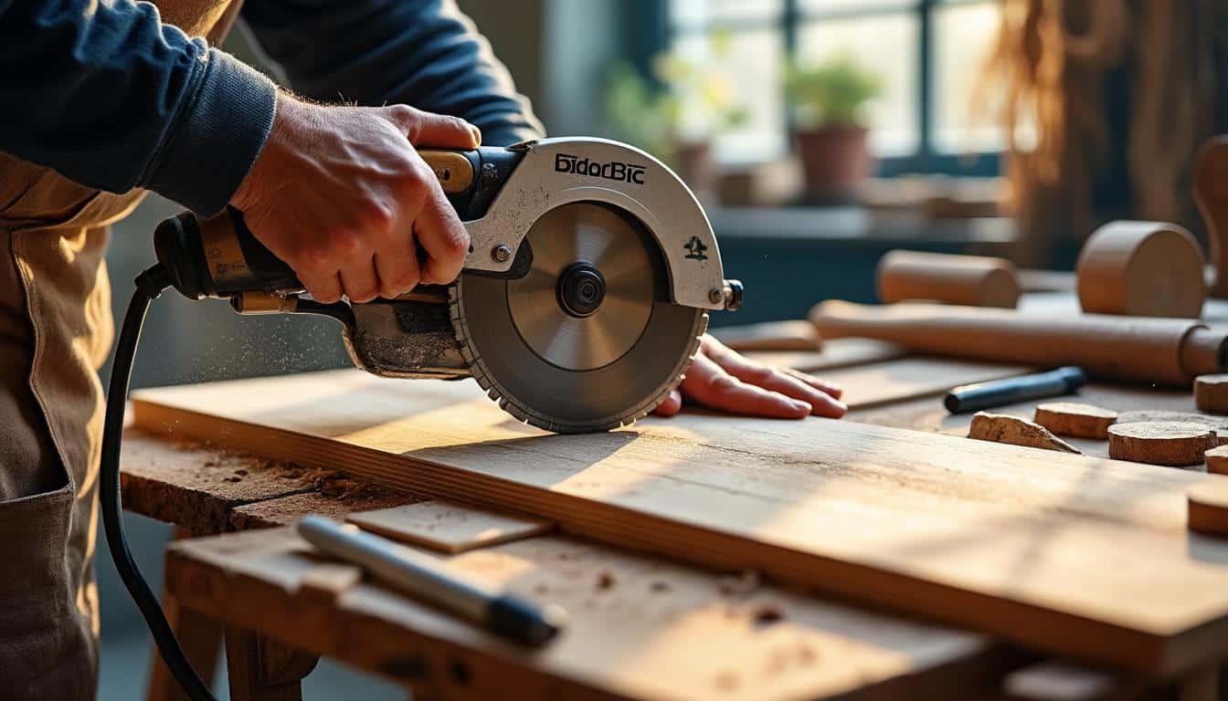 Coupe à 45° avec scie circulaire : guide pour des découpes précises