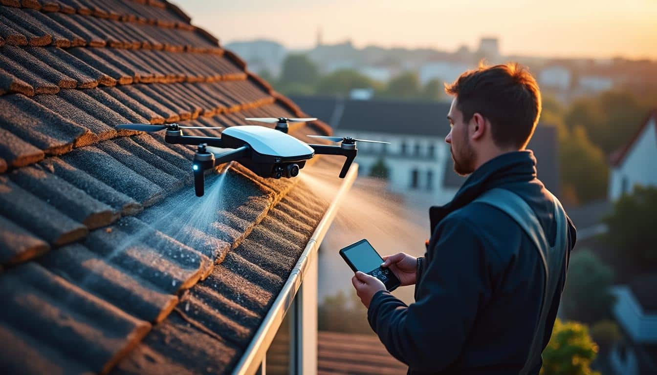 Illustration: Comment le nettoyage de toiture par drone révolutionne l’entretien des toits