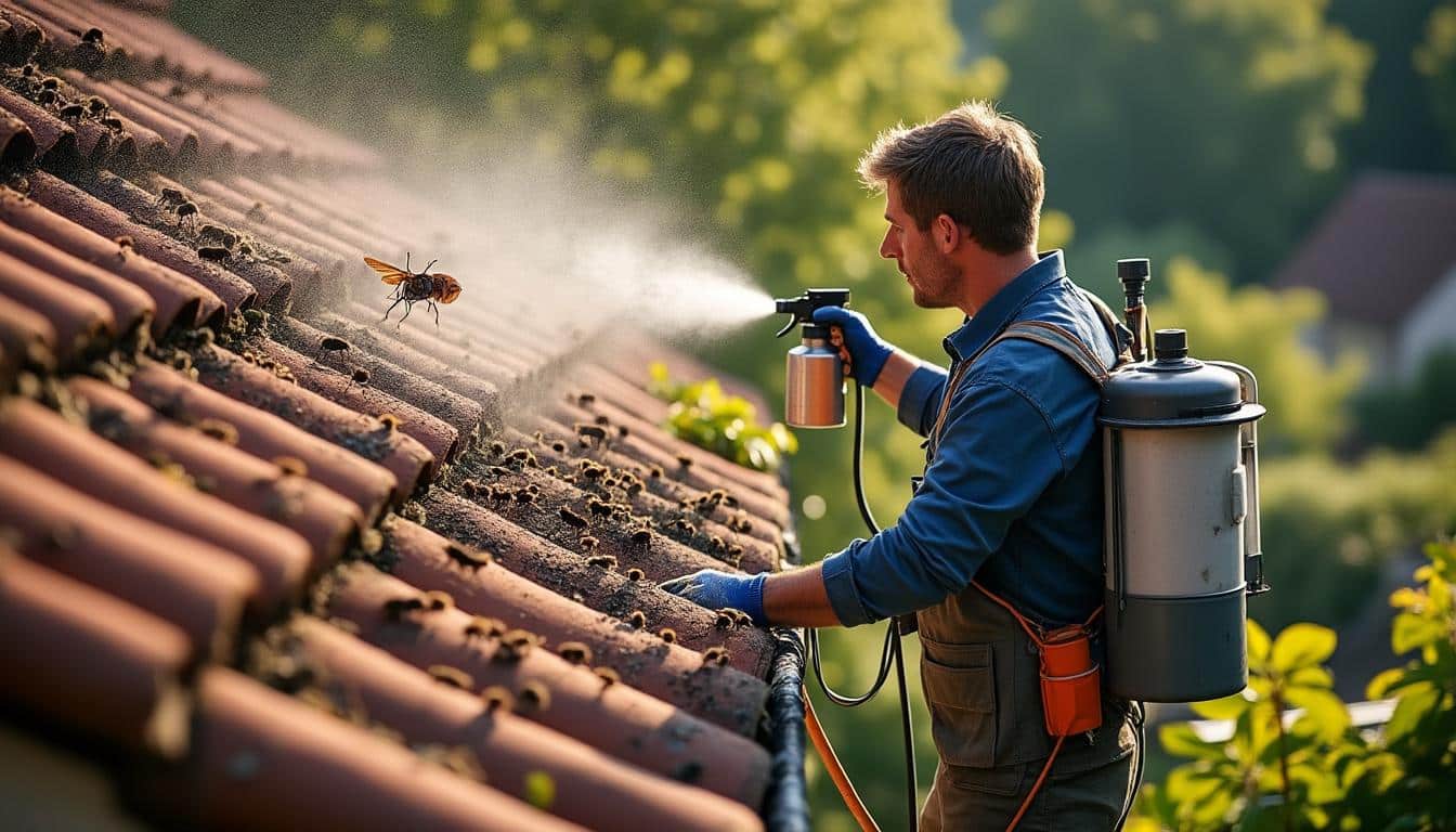 Illustration: Comprendre l’intérêt d’un répulsif pour éloigner les guêpes de la toiture